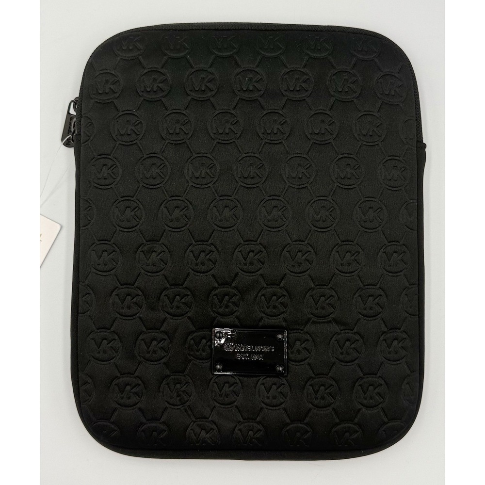 Michael Kors iPad Tablet Case Black Neoprene Padded Zip Closure 8.5" W X 10"H